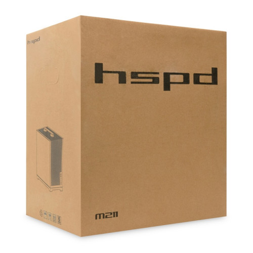 Корпус без блока питания/ Case HSPD M211, Mesh Mini-tower, Black, TG, 0.7 SPCC, no fans,mATX, mITX, 175/330/150mm, 2x2.5