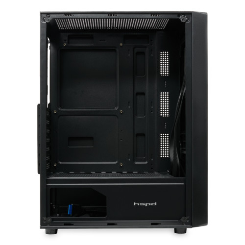 Корпус без блока питания/ Case HSPD M530, Mesh Mid Tower, Black, TG, 0.4 SPCC, no fans ATX, mATX, mITX 155/290/200mm 2x2.5