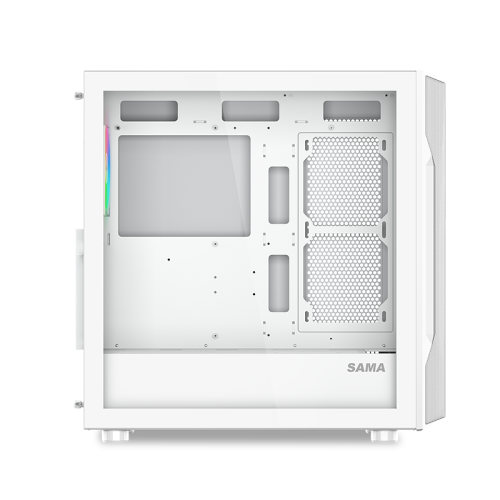Корпус ПК без блока питания/ Case SAMA S40 White, Midi-Tower, TG, 4x120mm ARGB, 2xUSB 3.0 + 1xUSB 3.1 Type-C, ATX, mATX, mITX White