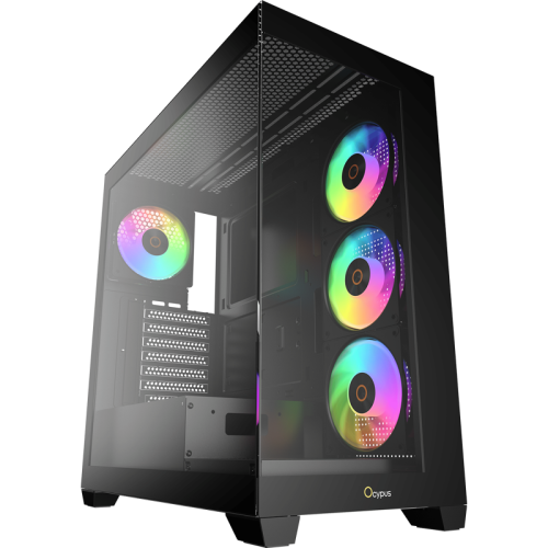 Корпус ПК без блока питания/ Case Ocypus Gamma C72 BK ARGB, Midi-Tower, TG, 4x120mm ARGB, 2xUSB-A 2.0 + 1xUSB-A 3.0, ATX, mATX, mITX Black