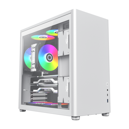 Компьютерный корпус mATX/ Gamemax Spark Full White mATX case, white, PSU, w/1xUSB3.0+1xType-C, 1xCombo Audio