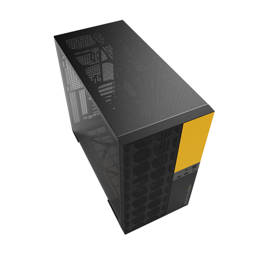 Корпус ПК без блока питания/ Case Geometric Future Model 5 Vent, Midi-Tower, TG, no fans, 2xUSB-A 3.0, 1xUSB 3.2 Type-C, E-ATX, ATX, mATX, mITX Black/Yellow