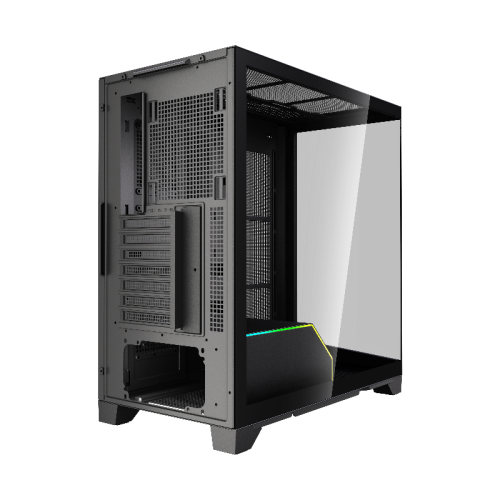 Корпус без блока питания/ Case HSPD F550, Mid Tower, Black, TG, 0.7 SPCC, no fans ATX, mATX, mITX 185/420/200mm 3x2.5