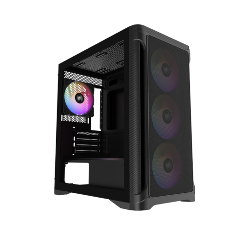 Корпус ПК без блока питания/ Case SAMA S31 Black, Midi-Tower, TG, 4x120mm ARGB, 2xUSB 3.0 + 1xUSB 3.2 Type-C, mATX, mITX Black