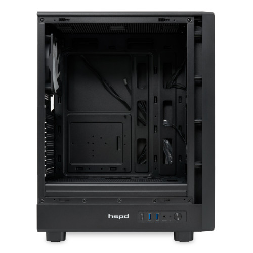 Корпус без блока питания/ HSPD M510, Mesh Mid Tower, Black, TG, 0.5 SPCC, 4x120mm ARGB ATX, mATX, mITX 180/280/160mm 1x2.5