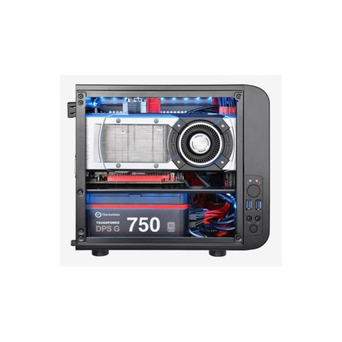 Корпус Thermaltake Core V1 черный miniITX 2x80mm 1x120mm 1x140mm 2xUSB3.0 audio bott PSU [CA-1B8-00S]