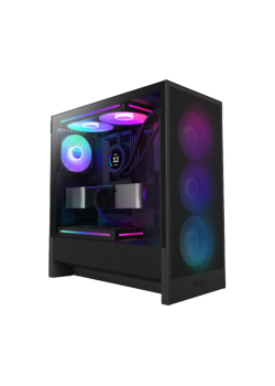 Корпус без блока питания/ Case NZXT H5 Flow RGB, Midi-Tower, TG, 3x120mm RGB + 1x120mm, 1xUSB-A 3.2 + 1xUSB-C 3.2, E-ATX, ATX, mATX, mITX Black
