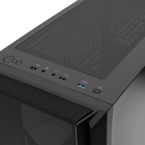 Корпус без блока питания/ Case HSPD M730, Mesh Mid Tower, Black, TG, 0.4 SPCC, no fans, E-ATX, ATX, mATX, mITX, 155/280/175-200mm, 2x2.5