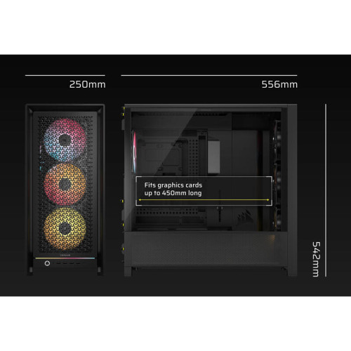 Корпус без блока питания/ Case Corsair Frame 5000D RS ARGB High-Airflow, Midi-Tower, TG, 4x140mm ARGB, 4xUSB-A 3.2, 1xUSB 3.2 Type-C, E-ATX, ATX, mATX, mITX Black