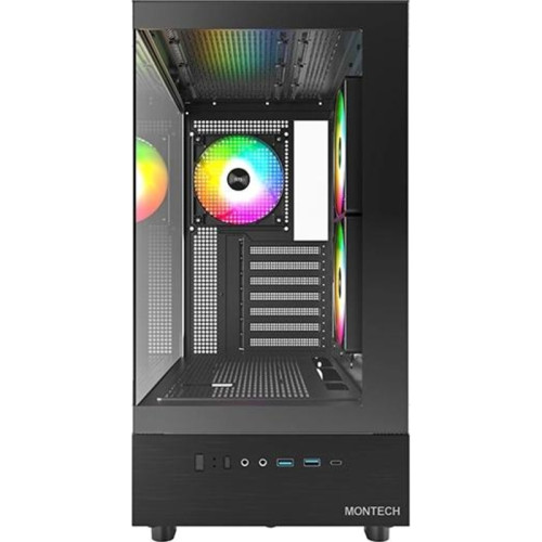 Корпус Montech XR черный ATX 3x120mm 2xUSB3.0 1xUSB3.1 audio bott PSU [XR BL]