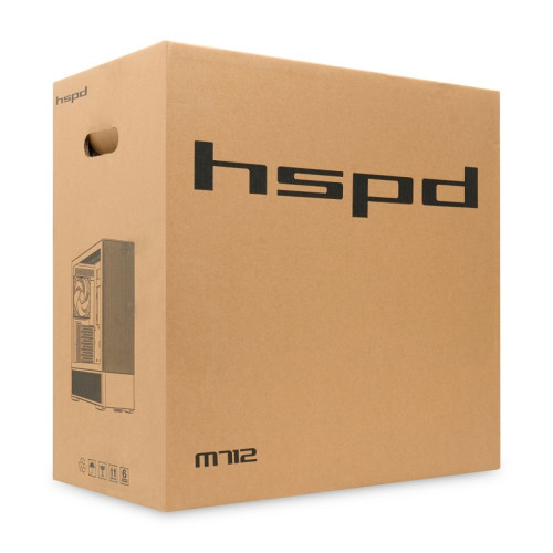 Корпус без блока питания/ Case HSPD M712, Mesh Mid Tower, Black, TG, 0.6 SPCC, no fans, E-ATX, ATX, mATX, mITX, 175/410/160mm, 2x2.5