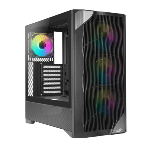 Корпус ПК без блока питания/ Case SAMA V42 Black, Midi-Tower, TG, 4x120mm ARGB, 2xUSB 3.0 + 1xUSB 3.2 Type-C, ATX, mATX, mITX Black