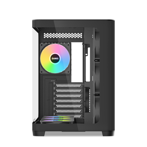 Корпус ПК без блока питания/ Case SAMA V60 Black, Midi-Tower, TG, 7x120mm ARGB, 2xUSB 3.0 + 1xUSB 3.1 Type-C, ATX, mATX, mITX Black