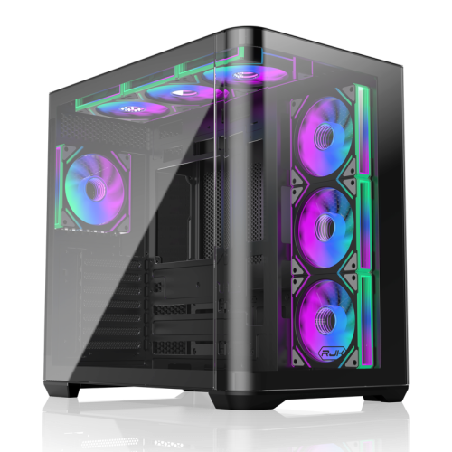 Корпус без блока питания/ Case Raijintek ATREUS BT7, Midi-Tower, TG, 7x120mm ARGB, 2xUSB-A 3.0 + 1xUSB Type-C , E-ATX, ATX, mATX, mITX Black