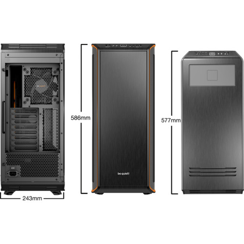 Корпус ПК без блока питания/ Case be quiet! DARK BASE PRO 900 rev.2, Full-Tower, TG, 3x140mm, 3xUSB-A 3.2, 1xUSB 3.2 Type-C, E-ATX, ATX, mATX, mITX Black/Orange