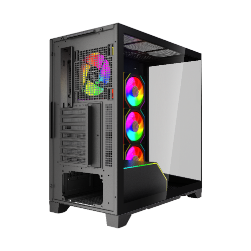 Корпус без блока питания/ Case HSPD F550, Mid Tower, Black, TG, 0.7 SPCC, 4x120mm ARGB ATX, mATX, mITX 185/420/200mm 3x2.5 Корпус без блока питания/ Case HSPD F550, Mid Tower, Black, TG, 0.7 SPCC, 4x120mm ARGB ATX, mATX, mITX 185/420/200mm 3x2.5