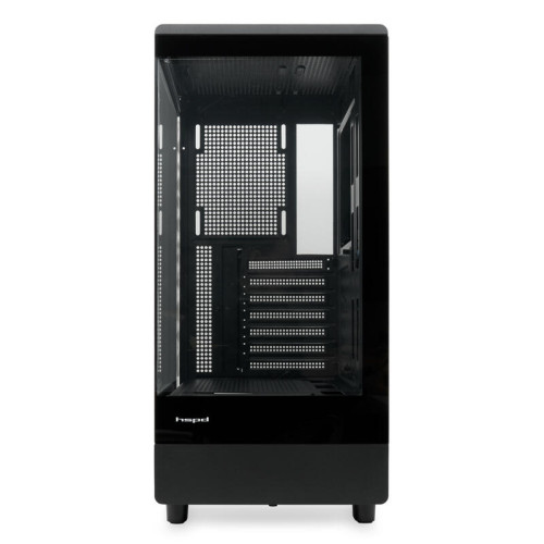 Корпус без блока питания/ HSPD F510, Panoramic Mid Tower, Black, TG, 0.5 SPCC, no fans ATX, mATX, mITX 180/280/160mm 1x2.5
