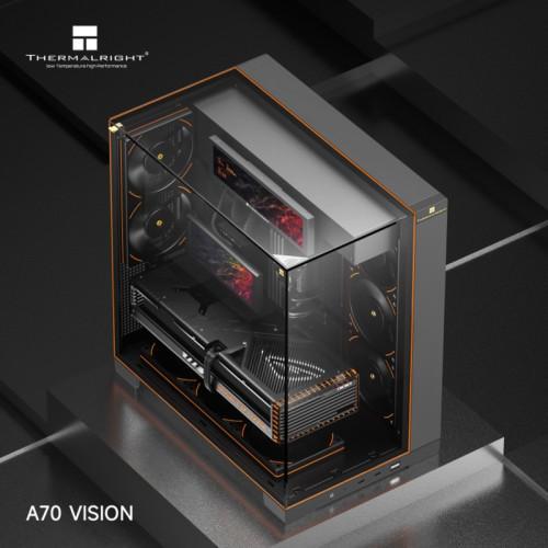 Корпус без блока питания/ Case Thermalright A70 Vision FAN5-C, Midi-Tower, TG, LCD, 5x120mm ARGB, 2xUSB-A 3.0, 1xUSB Type-C, ATX, mATX, mITX Black Корпус без блока питания/ Case Thermalright A70 Vision FAN5-C, Midi-Tower, TG, LCD, 5x120mm ARGB, 2xUSB-A 3.0, 1xUSB Type-C, ATX, mATX, mITX Black