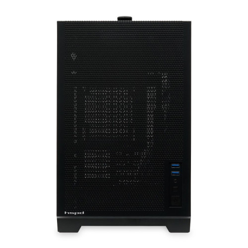 Корпус без блока питания/ Case HSPD M211, Mesh Mini-tower, Black, TG, 0.7 SPCC, no fans,mATX, mITX, 175/330/150mm, 2x2.5