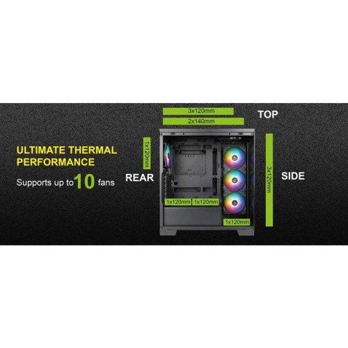 Корпус Azza COVE черный ATX 6x120mm 2x140mm 1xUSB2.0 1xUSB3.0 audio bott PSU [CSAZ-570B COVE]