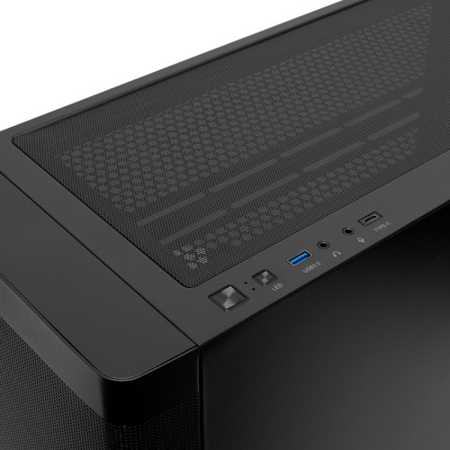 Корпус без блока питания/ Case HSPD M740, Mesh Mid Tower, Black, TG, 0.6 SPCC, no fans, E-ATX, ATX, mATX, mITX, 170/400/200mm, 4x2.5