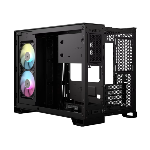 Корпус без блока питания/ Case Corsair iCUE LINK 2500X RGB, Midi-Tower, TG, 2x120mm RGB, 2xUSB-A 3.2, 1xUSB 3.2 Type-C, mATX, mITX Black