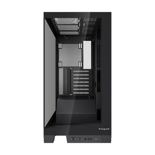 Корпус без блока питания/ Case HSPD F550, Mid Tower, Black, TG, 0.7 SPCC, no fans ATX, mATX, mITX 185/420/200mm 3x2.5