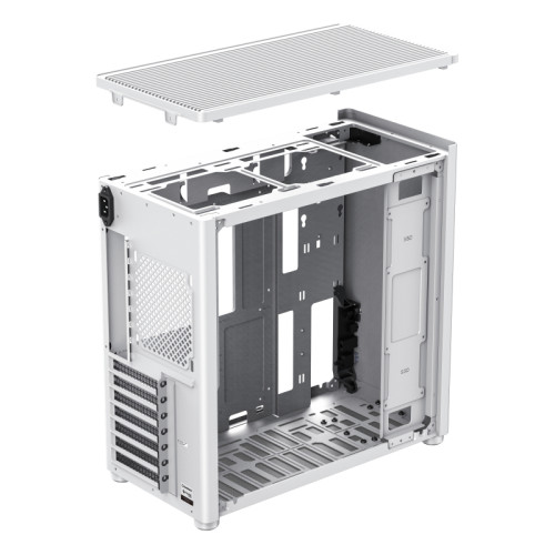 Компьютерный корпус, без блока питания ATX/ Gamemax Spark Pro Full White ATX case, white, w/o PSU, w/1xUSB3.0+1xType-C, 1xCombo Audio