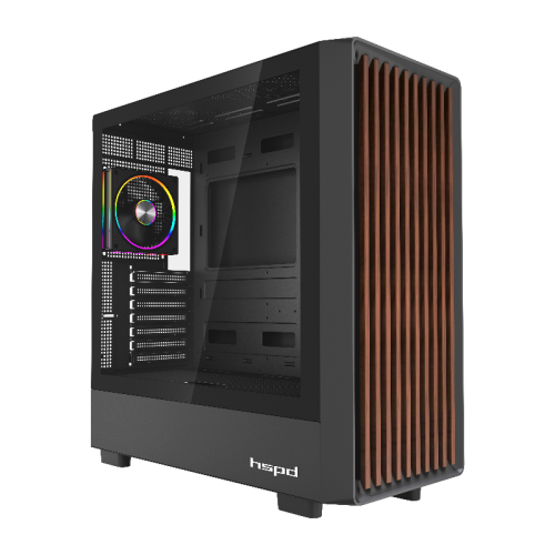 Корпус без блока питания/ Case HSPD F760, Mid Tower, Black, TG, 0.5 SPCC, 4x120mm ARGB E-ATX, ATX, mATX, mITX 165/420/200mm 2x2.5
