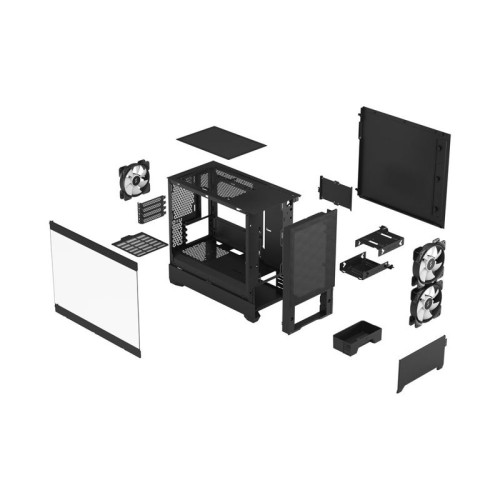 Корпус ПК без блока питания/ Case Fractal Design Pop Mini Air RGB TG Clear Tint, Mini-Tower, 3x120mm RGB, 2xUSB-A 3.2 mATX, mITX Black