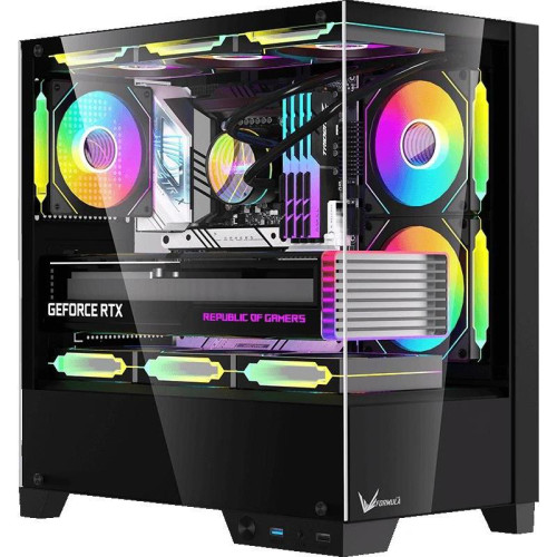 Корпус Formula Crystal Z1M Plus FR черный без БП mATX 9x120mm 1xUSB3.0 audio bott PSU