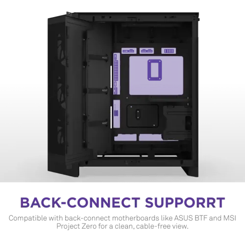 Корпус без блока питания/ Case NZXT H9 Flow RGB (2025), Midi-Tower, TG, 3x140mm RGB + 1x120mm, 2xUSB-A 3.2 + 1xUSB-C 3.2, E-ATX, ATX, mATX, mITX Black