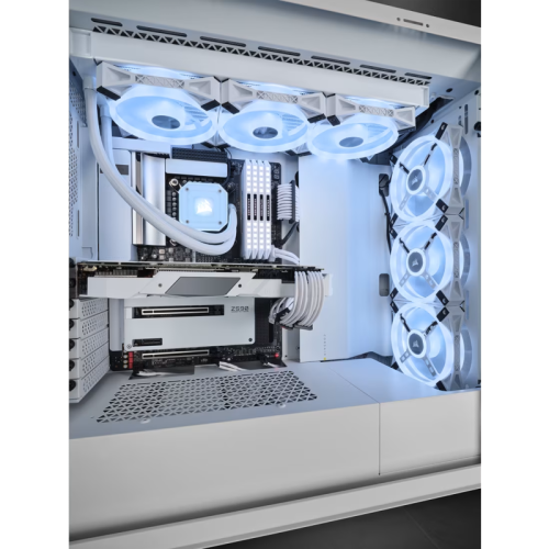 Корпус без блока питания/ Case Corsair iCUE 5000X RGB QL Edition, Midi-Tower, TG, 4x120mm RGB, 2xUSB-A 3.2, 1xUSB 3.2 Type-C, E-ATX, ATX, mATX, mITX White