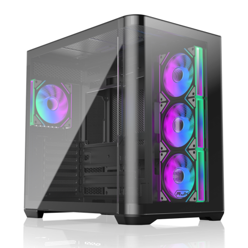 Корпус без блока питания/ Case Raijintek ATREUS BT4, Midi-Tower, TG, 4x120mm ARGB, 2xUSB-A 3.0 + 1xUSB Type-C , E-ATX, ATX, mATX, mITX Black