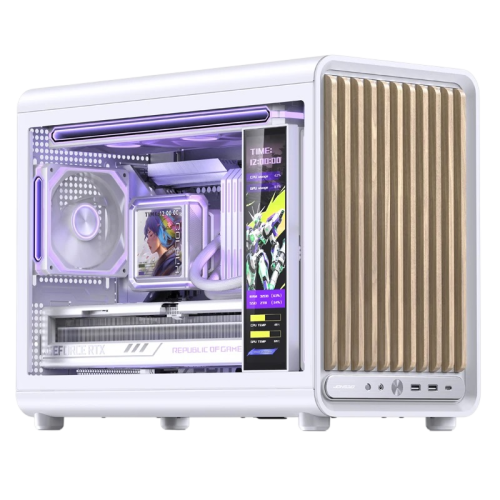 Корпус без блока питания/ Case JONSBO D33 WOOD, Mini-Tower, TG, no fan, 2xUSB-A 3.0 + 1xUSB-C 3.2, mATX, mITX White