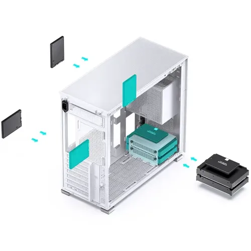 Корпус без блока питания/ Case JONSBO D41 MESH, Midi-Tower, TG, no fan, 1xUSB-A 3.2 + 1xUSB-C 3.2, ATX, mATX White