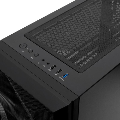 Корпус без блока питания/ Case HSPD M340, Mesh Mid Tower, Black, TG, 0.5 SPCC, no fans, mATX, mITX, 165/350/200mm, 2x2.5