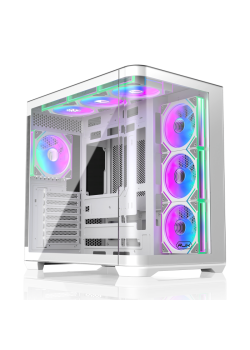 Корпус без блока питания/ Case Raijintek ATREUS BT7, Midi-Tower, TG, 7x120mm ARGB, 2xUSB-A 3.0 + 1xUSB Type-C , E-ATX, ATX, mATX, mITX White