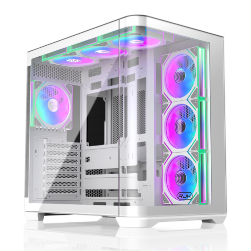 Корпус без блока питания/ Case Raijintek ATREUS BT7, Midi-Tower, TG, 7x120mm ARGB, 2xUSB-A 3.0 + 1xUSB Type-C , E-ATX, ATX, mATX, mITX White