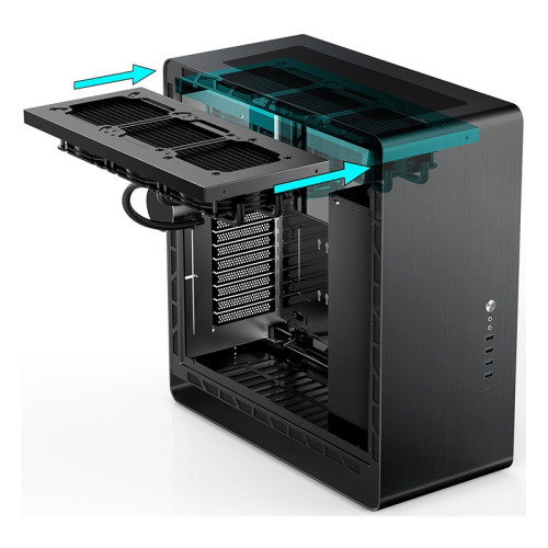 Корпус без блока питания/ Корпус JONSBO UMX6S-G Black E-ATX без БП, Mid-Tower, EATX/ATX/Micro-ATX/ITX, боковая панель из закаленного стекла, сталь, черный