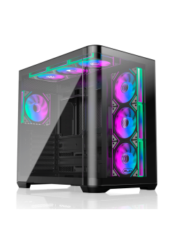 Корпус без блока питания/ Case Raijintek ATREUS BT7, Midi-Tower, TG, 7x120mm ARGB, 2xUSB-A 3.0 + 1xUSB Type-C , E-ATX, ATX, mATX, mITX Black