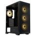 Корпус без блока питания/ HSPD M520, Mesh Mid Tower, Black, slide TG, 0.45 SPCC, 4x120mm ARGB ATX, mATX, mITX 160/330/184mm 2x2.5