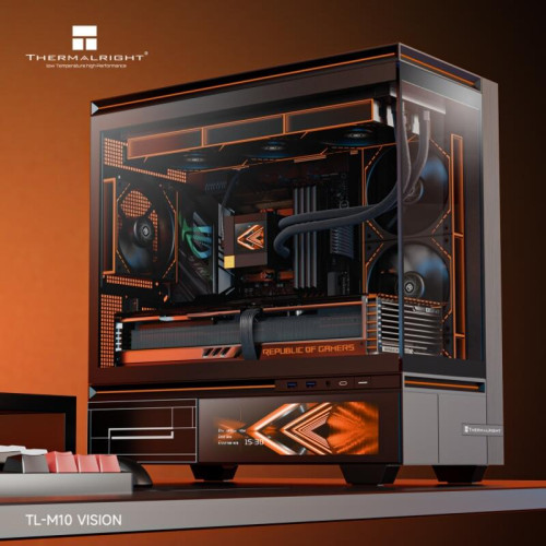 Корпус без блока питания/ Case Thermalright M10 Vision FAN4-C, Mini-Tower, TG, LCD, 4x120mm ARGB, 2xUSB-A 3.0, 1xUSB Type-C, mATX, mITX Black