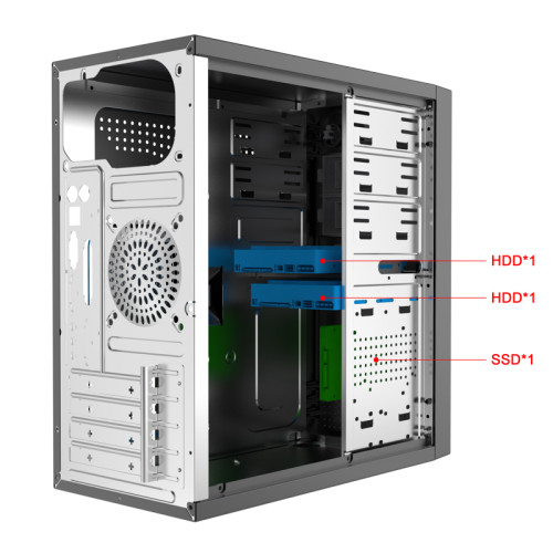 Корпус без блока питания/ Case Forza mATX, 450W, 2xUSB2.0+2xUSB3.0, Black, w/o FAN, 8 cm fan PSU, power cord
