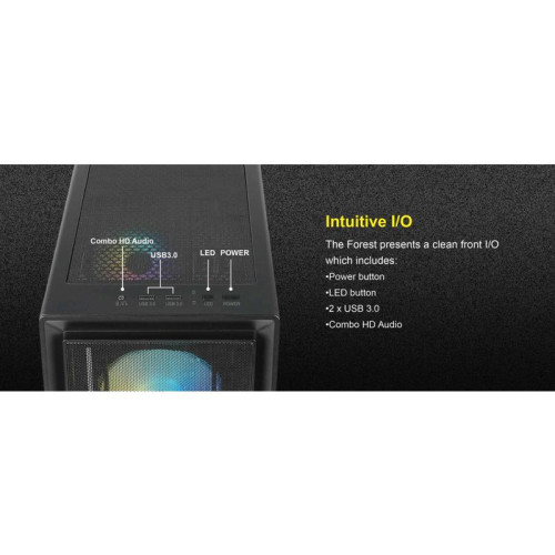 Корпус Azza Forest черный ATX 4x120mm 4x140mm 2xUSB3.0 audio bott PSU [CSAZ-370 FOREST]