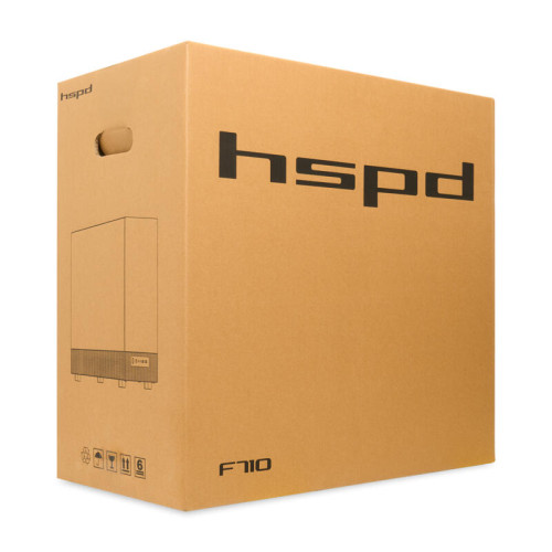 Корпус без блока питания/ HSPD F710, Panoramic Mid Tower, Black, TG, 0.5 SPCC, 3x120mm ARGB E-ATX, ATX, mATX, mITX 185/395/270mm 2x2.5