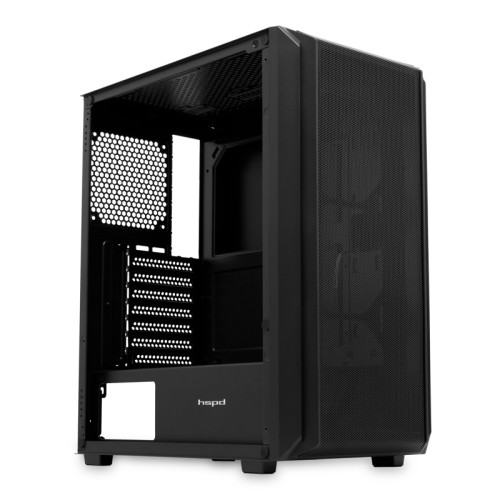 Корпус без блока питания/ Case HSPD M730, Mesh Mid Tower, Black, TG, 0.4 SPCC, no fans, E-ATX, ATX, mATX, mITX, 155/280/175-200mm, 2x2.5