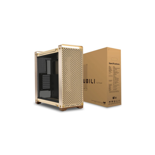 Корпус без блока питания/ Case InWin Dubili, Full-Tower, TG, 4x140mm, 2xUSB-A 3.2 + 1xUSB-C 3.2, E-ATX, ATX, mATX, mITX Champagne Gold
