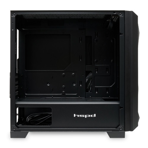 Корпус без блока питания/ Case HSPD M340, Mesh Mid Tower, Black, TG, 0.5 SPCC, no fans, mATX, mITX, 165/350/200mm, 2x2.5