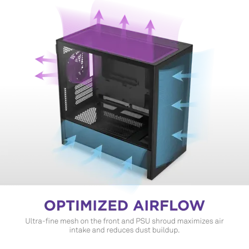 Корпус без блока питания/ Case NZXT H3 Flow (2025), Midi-Tower, TG, 1x120mm, 1xUSB-A 3.2 + 1xUSB-C 3.2, mATX, mITX Black